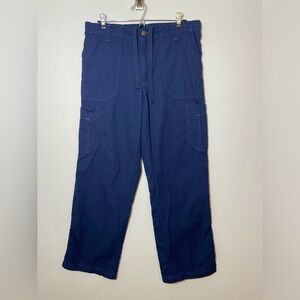 CARHARTT BLUE FLAT FRONT STRAIGHT LEG CARGO SCRUB PANTS SIZE M